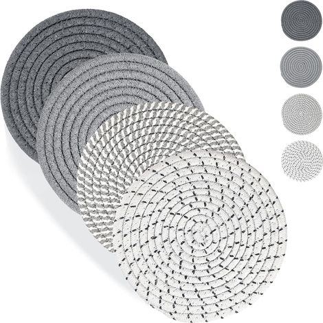 Lot de 4 sets de table ronds en coton tissé - lavables et résistants à la chaleur (1/5)