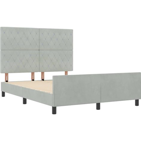 Lit double，Lit adulte，Cadre de lit avec tête de lit Gris clair 160 x 200 cm Velours CFW4681548 (1/5)