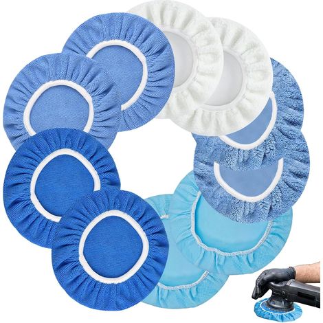 Bonnet de polissage : lot de 10 bonnets de polissage, disque de polissage de 230 à 250 mm, kit de tampons de polissage pour voiture, meubles, verre, nettoyage, polissage du sol (1/5)