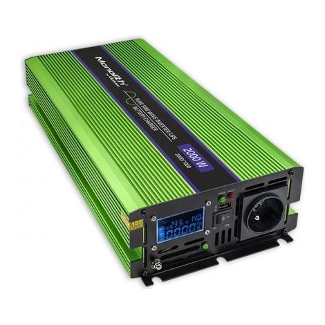 Convertitore di tensione Qoltec Monolith  Ricarica batterie  UPS  1000W  2000W  Da 12V a 230V  Onda sinusoidale pura  Display LCD (1/3)