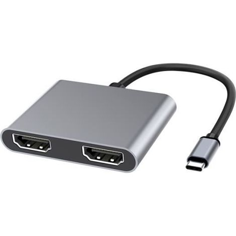 Adaptateur USB C vers Double HDMI, Hub USB de Type C 4 en 1 avec 2 HDMI 4K Double écran HD, Station d\'accueil USB-C pour Windows (1/4)
