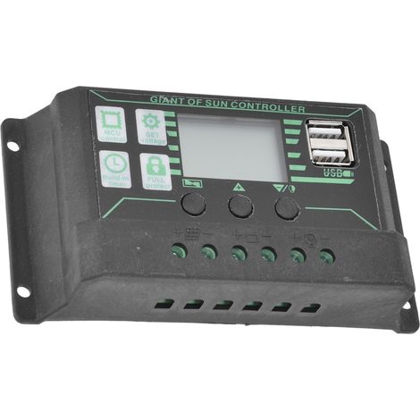 Contrôleur de charge/décharge solaire, écran LCD réglable, PWM, double port USB, régulateur MPPT pour panneaux solaires photovoltaïques, 30 A (1/5)