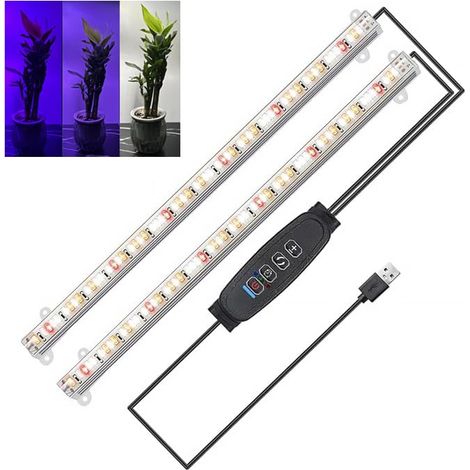 Bandes lumineuses LED à spectre complet pour plantes d'intérieur avec minuterie marche/arrêt automatique, 48 LED/10 niveaux à intensité variable, lampe de culture solaire pour plantes (1/5)