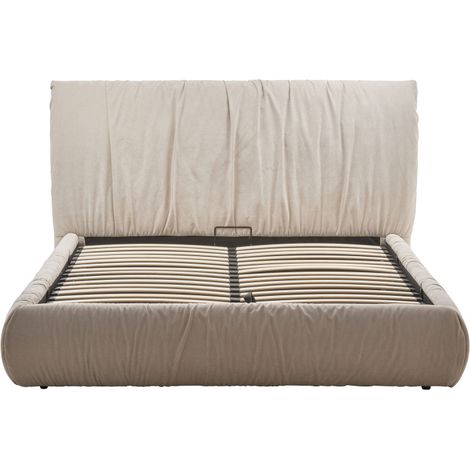 Lit coffre en tissu 160x200cm - Beige - Livia (1/5)