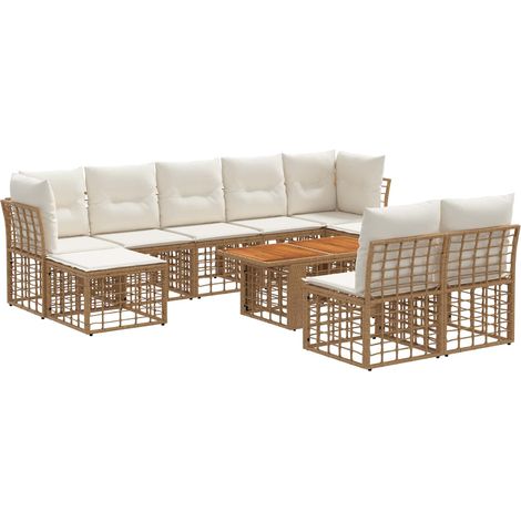 Gartensofa-set 10 stk. Natürlich und Cremweiß Poly-Rattan vidaXL (1/5)