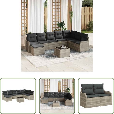 vidaXL Poly-Rattan -  Gartensofa-set Hellgrau Poly-Rattan (1/5)