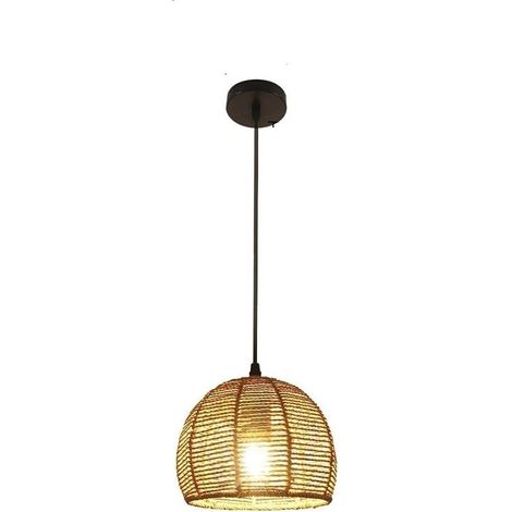 Suspension Lustre Vintage en Rotin Rétro 20x20CM (1/5)