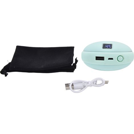Mini chauffe-mains 2 en 1, 10000 mAh, rechargeable par USB, bleu. (1/5)