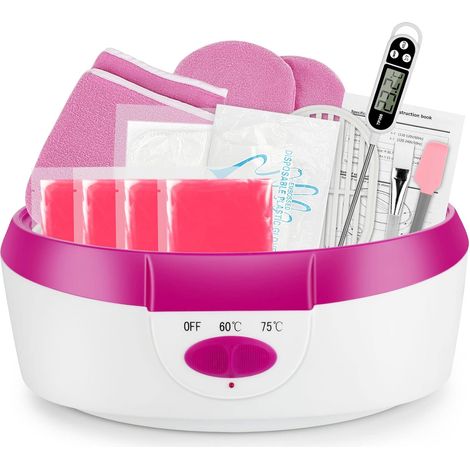 Bain de Cire, 265W Bains de Paraffine pour Mains et Pieds avec Accessoires, Électrique avec Paraffine Bain de Cire équipement Rose (1/5)