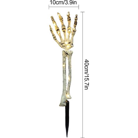 (2 Stück pro Packung) (Ein Paar Batterien, 3 AA-Batterien nicht enthalten) LED-Lichterkette mit Geisterhand für Halloween, Partydekoration mit leuchtendem Totenkopf (40 x 10 cm) Material: ABS (1/5)