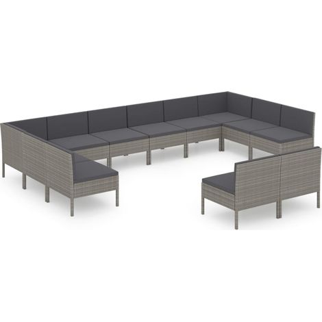 Maison Exclusive - 12-tlg. Garten-Lounge-Set mit Auflagen Poly Ra