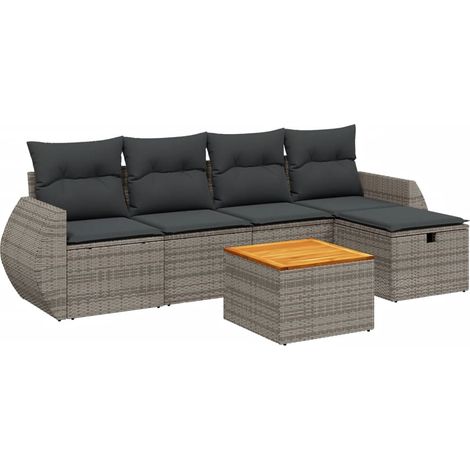 Maison Exclusive - 6-tlg. Garten-Sofagarnitur mit Kissen Grau Pol