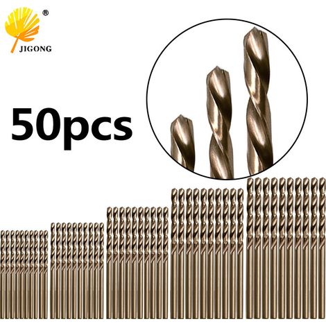 Jeu de 50 forets hélicoïdaux M35, en acier inoxydable au cobalt, pour le perçage de métaux et de plaques d'acier, forets en acier rapide. (1/5)