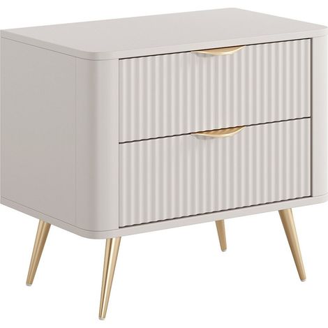 Comodino 2 cassetti Beige e Dorato - ELONARIA di PASCAL MORABITO
