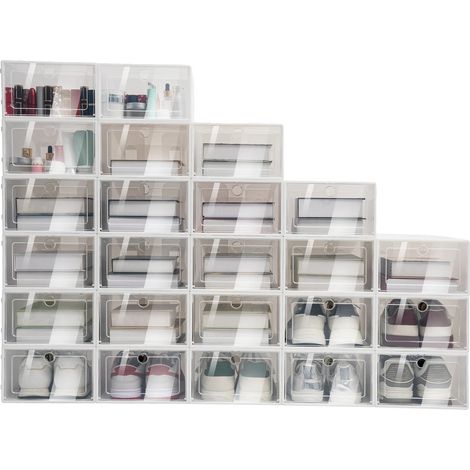 Boîtes de rangement pour chaussures, empilables, anti-poussière, Blanc (1/2)