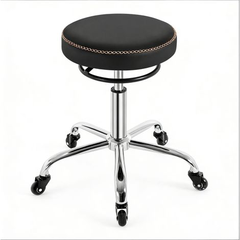 Tabouret de bureau pivotant réglable en hauteur en PU avec roulettes (1/5)