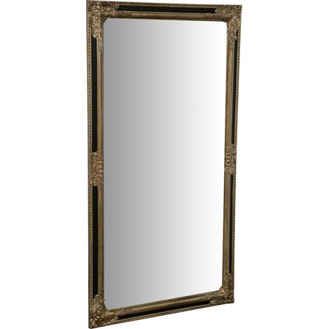 Wandspiegel und vertikaler/horizontaler Hängespiegel L72xPR4xH132 cm silber und schwarz antikisiert