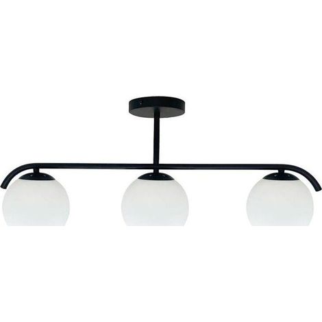 Plafonnier en verre noir à boules blanches, 3 x E14, 40 W, AMADEO Candellux