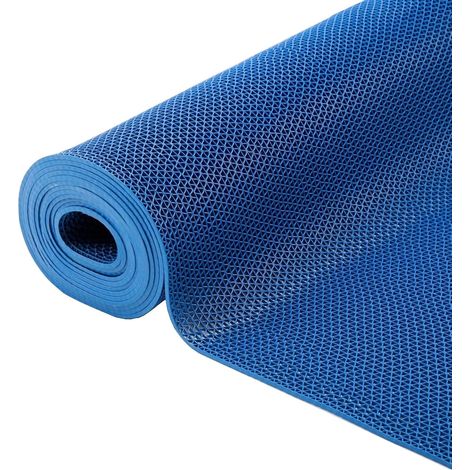 Tapis de drainage en PVC - 300 x 90 cm - Vendu au mètre Tapis antidérapant de 5,5 mm pour sauna, piscine, cuisine, salle de bain, bleu (1/5)
