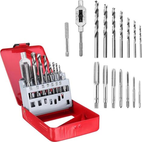 Gewindebohrer-Set, Präzisions-Gewindeschneidwerkzeug, 15 x 11 x 3,4 cm, Stahlkonstruktion, kompatibel mit elektrischen Bohrmaschinen