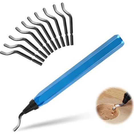 LaBlanc - Ebavureur Outil D'ébavurage,Outil d'Ébavurage Manuel,360 ° Rotatif Deburr Lames,Burr Remover avec 10 BS1010 Lames de Rechange,pour l'impression 3D Plastique Aluminium Cuivre et Acier (1/5)