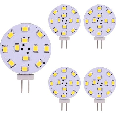 LED G4, Equivalente da 35 Watt, Disco LED Bi-Pin, Pin laterale JC, 12V-24V AC/DC Low Volt, CRI 85, 350 Lumens, Pack 5 (white) (1/5)