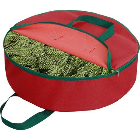Caja de almacenamiento para coronas de Navidad – organizador con cierre de cremallera y asa resistente – soporte para coronas, ropa, decoraciones de árbol de Navidad y juguetes navideños (1/5)