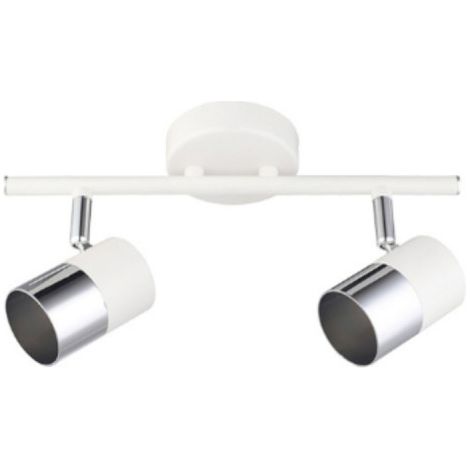 Halogen Wandleuchte mit 2 Scheinwerfern Modell Moon EDM - 50W - GU10 - Weiß und Chrom - Glühbirne nicht inbegriffen