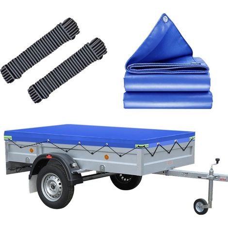 Bâche plate pour remorque 209x115cm, imperméable, avec corde, pour remorques 202x107cm (1/5)