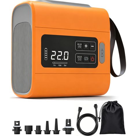 Pompe SUP électrique à batterie 22 PSI : pompe à air rechargeable avec design étanche au sable pour planche à pagaie, matelas gonflable, tente de camping, bateau pneumatique (1/5)