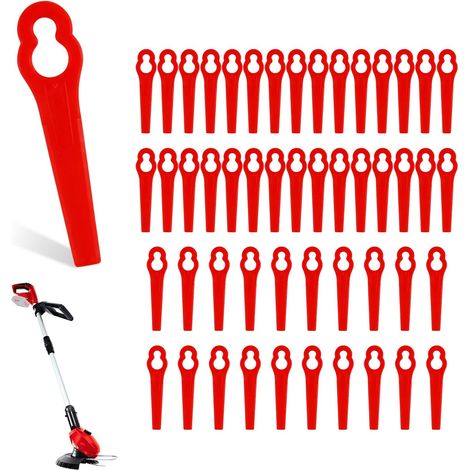 50Pcs Lames en Plastique de Rechange, Lame Coupe Bordure Tondeuse à Gazon en Plastique Lames pour Jardin et Pelouse Coupe Bordures rouge (1/5)