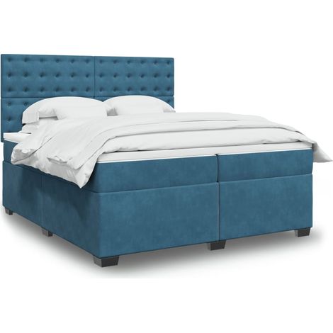 Boxspringbett mit Matratze Blau 200x200 cm Samt vidaXL (1/5)