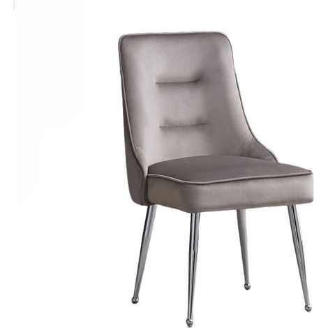 Lot de 2 chaises luxury ZIP en velours pieds chromés - Moka (1/3)
