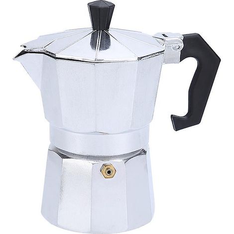 Klassische Espressokanne für den Herd, Moka-Kanne für italienischen und kubanischen Kaffee, Greca Kaffeemaschine, 6 Tassen, 300 ml, silber