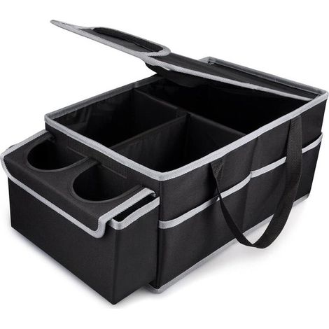 Faltbarer Auto-Organizer – Wasserdichter Autositz-Organizer mit Getränkehalter (Schwarz)