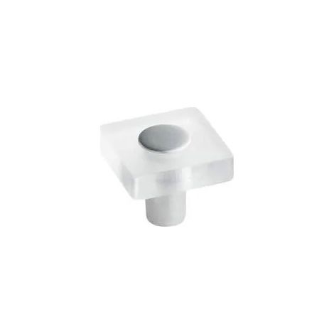 Pomello quadrato in PVC, trasparente, 30x30 mm, H.26 mm, 1 pezzo con viti.