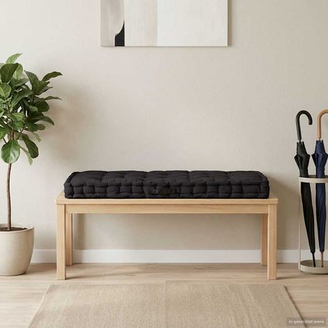 Coussin de plancher de palette Coton 120x80x10 cm Noir (1/5)