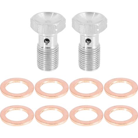 Boulon Banjo M10x1.0 pour Système De Freinage, 25x16mm, 10mm Diamètre Intérieur, 2 Boulons Banjo, 8 Rondelles (1/5)