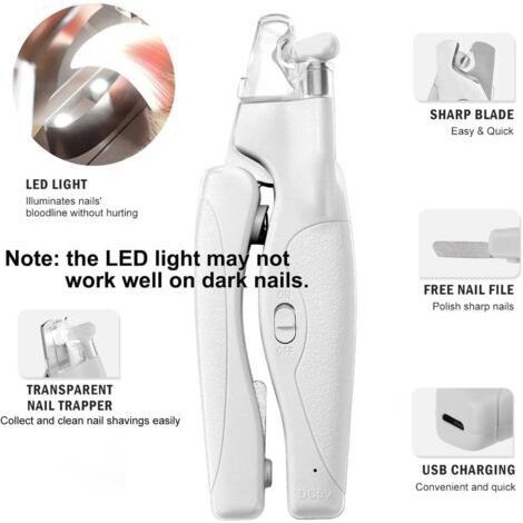 Coupe-ongles pour animaux avec lumière LED pour chats et chiens, kit de toilettage professionnel et sûr