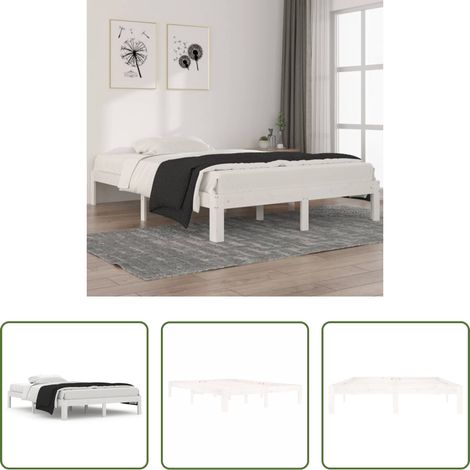 vidaXL Estructura de cama sin colchón madera pino blanco 140x200 cm (1/5)