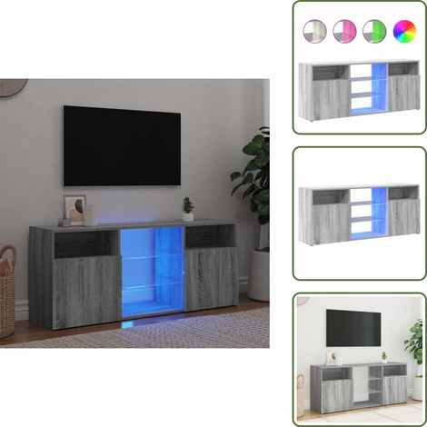 Meuble TV avec lumières LED Sonoma gris 120x30x50 cm - Meubles Tv - Meuble Tv Led - Meuble Tv Design - Meuble Tv Rangement - Meuble Tv Gris