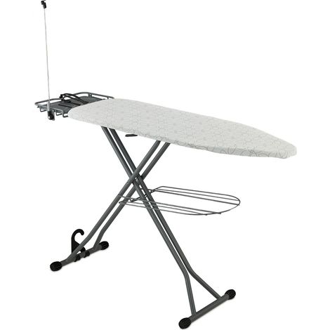 Table à repasser réglable ergonomique 137 x 39 cm avec support vêtements finition moderne en acier blanc (1/5)