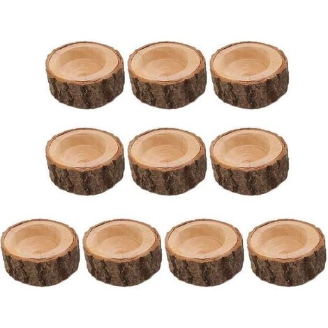 10 Kerzenhalter aus Rindenholz für Blumentöpfe, Kerzenständer.
