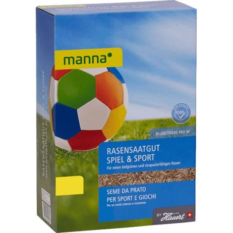 Manna graines de gazon gazon de jeu et gazon sportif 2,5 kg semences de gazon, graines d’herbe 40 m²