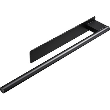 Porte-serviettes sans perçage, porte-serviettes mural auto-adhésif à bras unique, barre à serviettes en acier inoxydable(noir) (1/5)