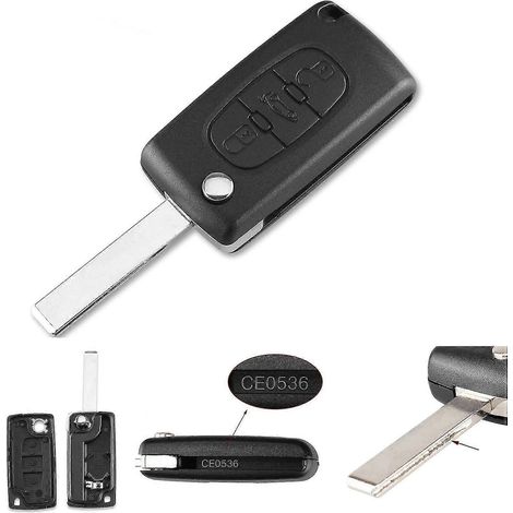 Coque de clé de voiture 3 boutons CE0536 HU83 pour PEUGEOT (1/4)