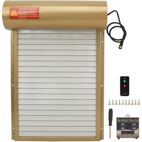 Poulailler automatique Porte avec capteur lumineux minuterie télécommande écran LED manuel auto ouverture batterie incluse Doré (1/5)