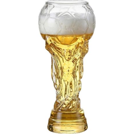 Verre à bière 700 ml en forme de trophée de football, coupe en verre borosilicate créative pour Coupe du Monde, idéale pour bar et fête (1/5)