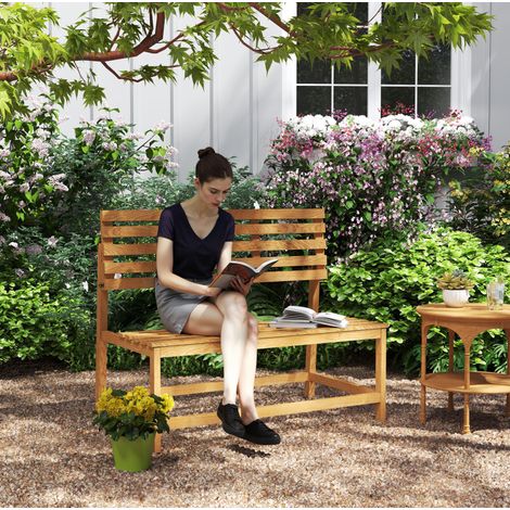 Panca da giardino trasformabile in tavolo da picnic, legno di pino color teak, 110x61x89 cm, 2 posti, 240 kg (1/5)
