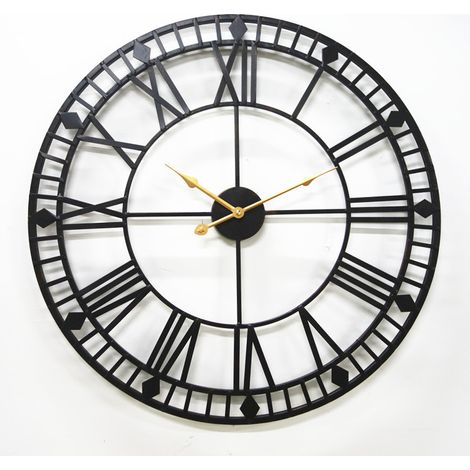 Horloge murale à quartz rétro rouillée, horloge décorative en fer, mouvement de balayage de seconde, 80 cm (1/5)